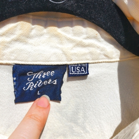 43) Three River VINTAGE Made in the USA Wolves 🐺 Button-up Collared Shirt Sz. L - Picture 8 of 16